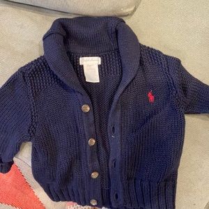 Ralph Lauren blue cable knit sweater.